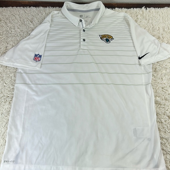 Jacksonville Jaguars Nike NFL On Field Dri-Fit Polo Men's White/Striped - Picture 1 of 12